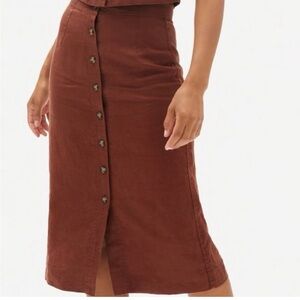 Everlane The Linen Button Front Skirt